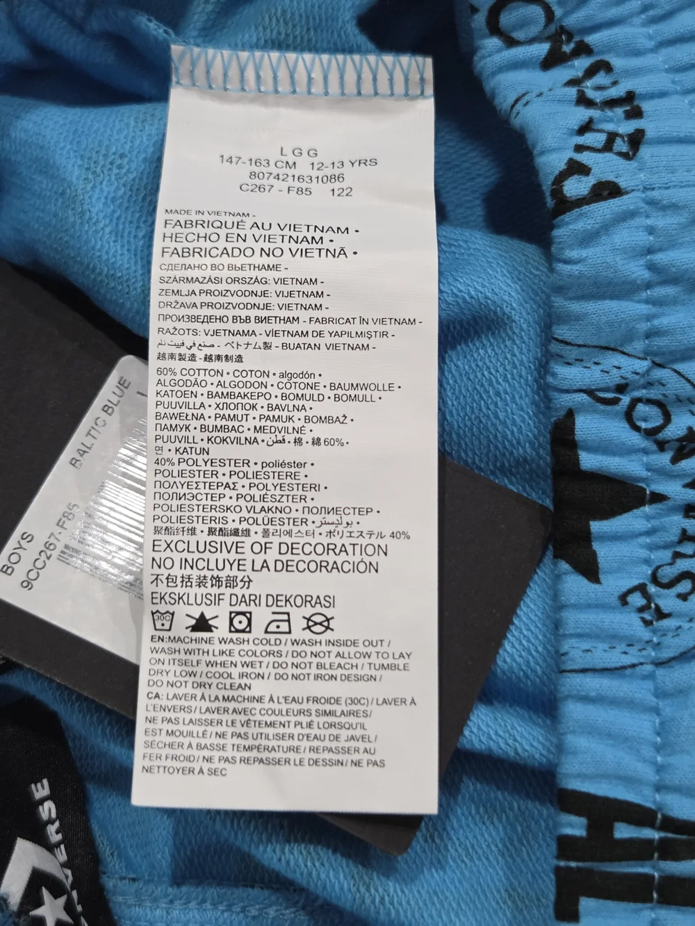 Converse Blue Logo Print Kids Shorts